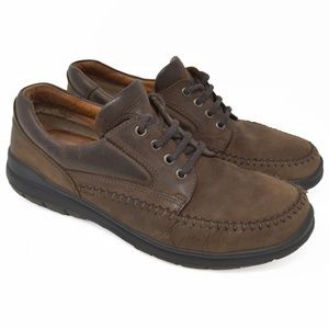 *Ecco EU 45 Brown Leather Lace Up Oxford Moc Toe